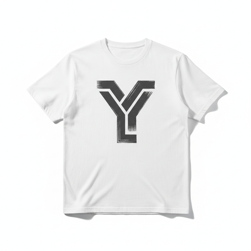 White t-shirt with bold Y design graphic
